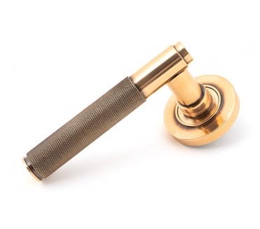 Anvil 50103 Brompton Knurled Lever on Rose Set (Plain Rose) - Unsprung - Polished Bronze