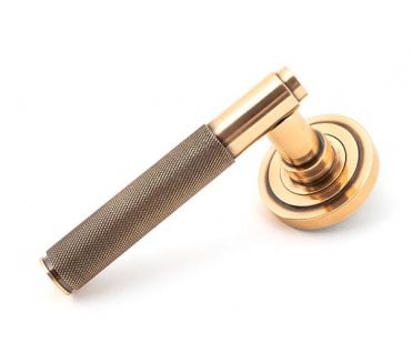 Anvil 50104 Brompton Knurled Lever on Rose Set (Art Deco) - Unsprung - Polished Bronze