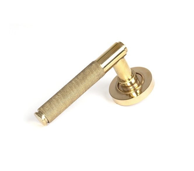 Anvil 50605 Brompton Knurled Lever on Rose Set (Plain Rose) - Polished Brass