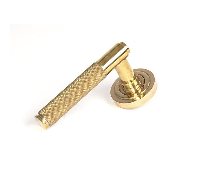 Anvil 50608 Brompton Knurled Lever on Rose Set (Art Deco) - Unsprung - Polished Brass