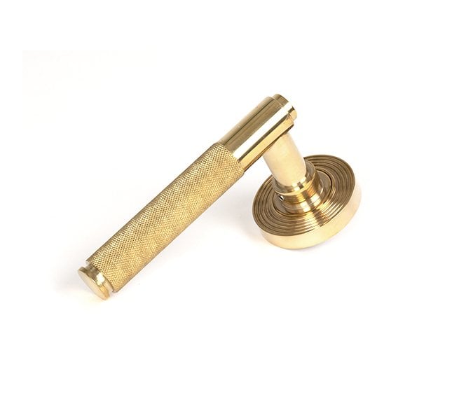 Anvil 50609 Brompton Knurled Lever on Rose Set (Beehive Rose) - Polished Brass