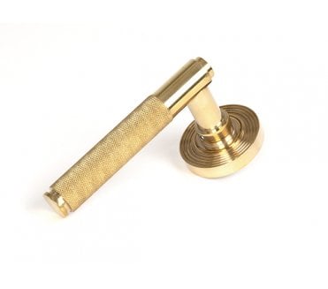 Anvil 50609 Brompton Knurled Lever on Rose Set (Beehive Rose) - Polished Brass
