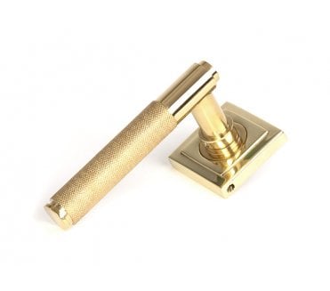 Anvil 50612 Brompton Knurled Lever on Rose Set (Square Rose) - Unsprung - Polished Brass