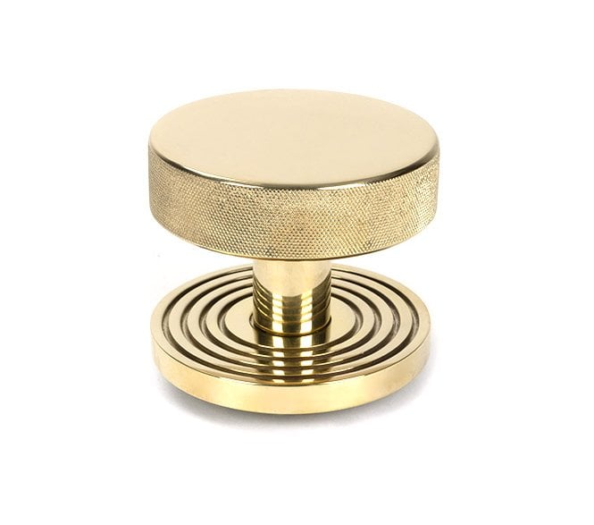 Anvil 50828 Brompton Knurled Centre Door Knob (Beehive Rose) - Polished Brass