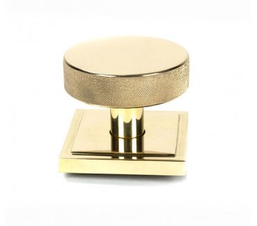 Anvil 50829 Brompton Knurled Centre Door Knob (Square Rose) - Polished Brass