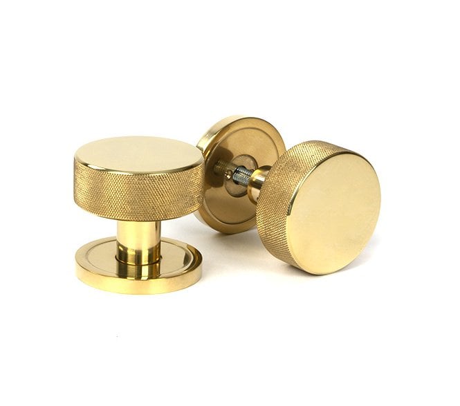 Anvil 50835 Brompton Knurled Mortice/Rim Knob Set Knob (Plain Rose) - Polished Brass