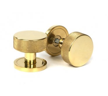 Anvil 50835 Brompton Knurled Mortice/Rim Knob Set Knob (Plain Rose) - Polished Brass