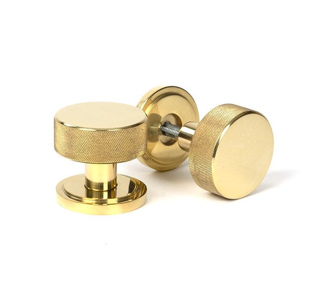 Anvil 50836 Brompton Knurled Mortice/Rim Knob Set Knob (Art Deco) - Polished Brass
