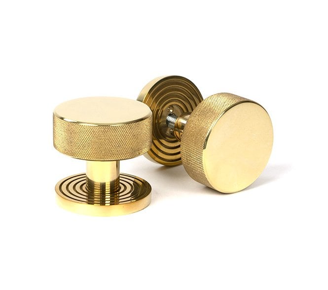 Anvil 50837 Brompton Knurled Mortice/Rim Knob Set Knob (Beehive Rose) - Polished Brass