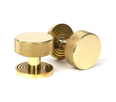Anvil 50837 Brompton Knurled Mortice/Rim Knob Set Knob (Beehive Rose) - Polished Brass