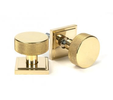 Anvil 50838 Brompton Knurled Mortice/Rim Knob Set Knob (Square Rose) - Polished Brass