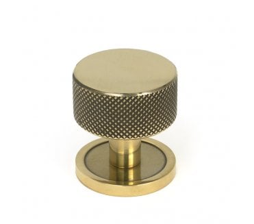 Anvil Brompton Knurled Cabinet Knobs (Plain Rose) - Aged Brass