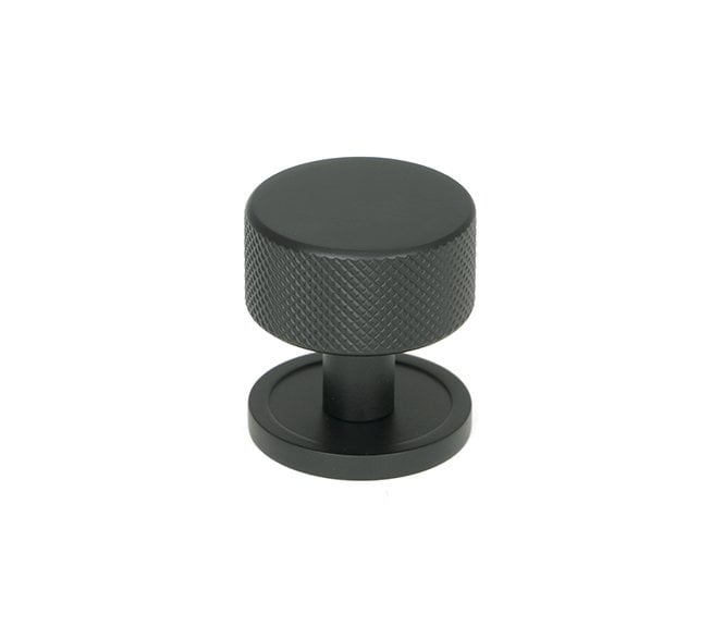 Anvil Brompton Knurled Cabinet Knobs (Plain Rose) - Matt Black