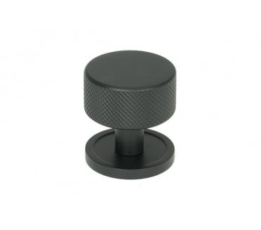 Anvil Brompton Knurled Cabinet Knobs (Plain Rose) - Matt Black
