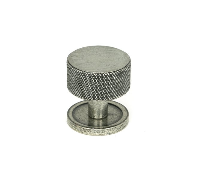 Anvil Brompton Knurled Cabinet Knobs (Plain Rose) - Pewter