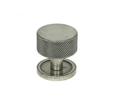 Anvil Brompton Knurled Cabinet Knobs (Plain Rose) - Pewter