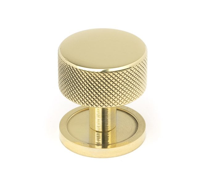 Anvil Brompton Knurled Cabinet Knobs (Plain Rose) - Polished Brass