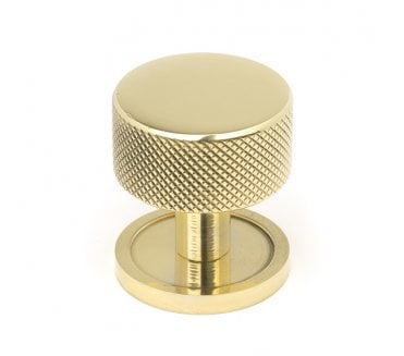 Anvil Brompton Knurled Cabinet Knobs (Plain Rose) - Polished Brass