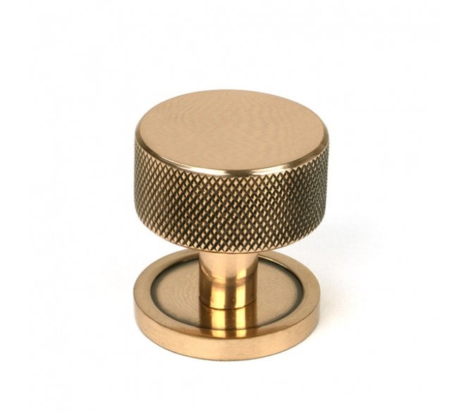 Anvil Brompton Knurled Cabinet Knobs (Plain Rose) - Polished Bronze