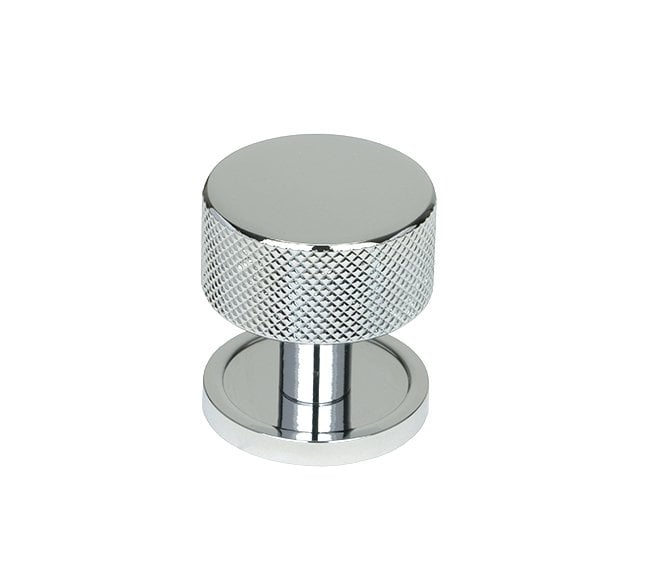 Anvil Brompton Knurled Cabinet Knobs (Plain Rose) - Polished Chrome