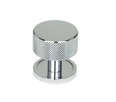 Anvil Brompton Knurled Cabinet Knobs (Plain Rose) - Polished Chrome