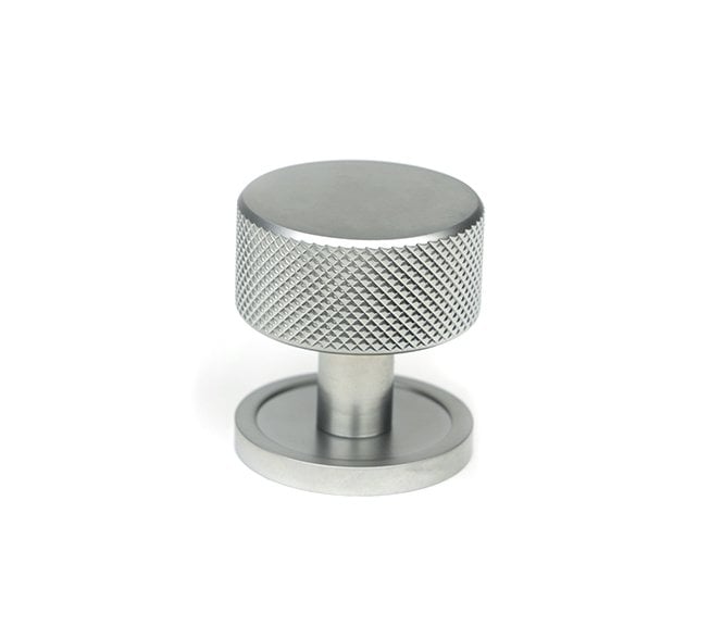 Anvil Brompton Knurled Cabinet Knobs (Plain Rose) - Satin Chrome