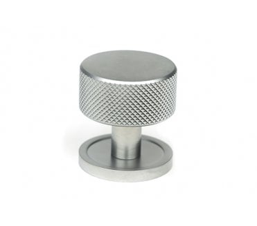 Anvil Brompton Knurled Cabinet Knobs (Plain Rose) - Satin Chrome