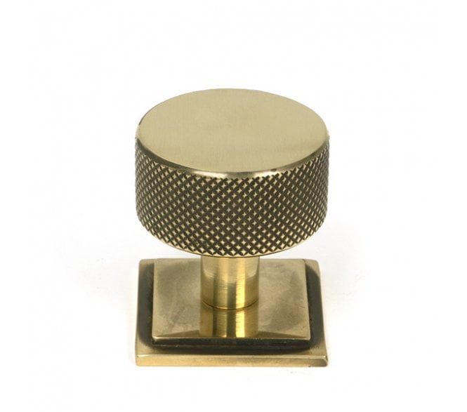 Anvil Brompton Knurled Cabinet Knobs (Square Rose) - Aged Brass
