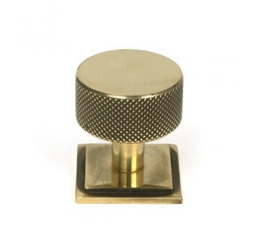Anvil Brompton Knurled Cabinet Knobs (Square Rose) - Aged Brass