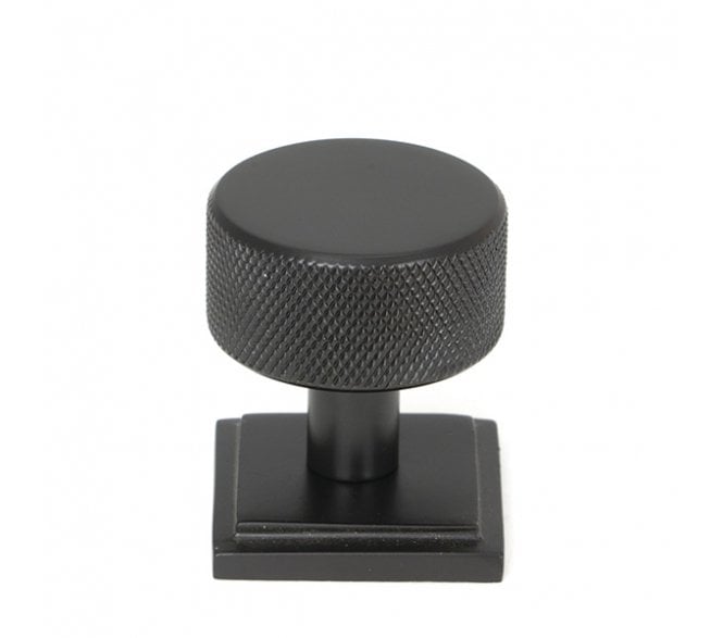 Anvil Brompton Knurled Cabinet Knobs (Square Rose) - Aged Bronze