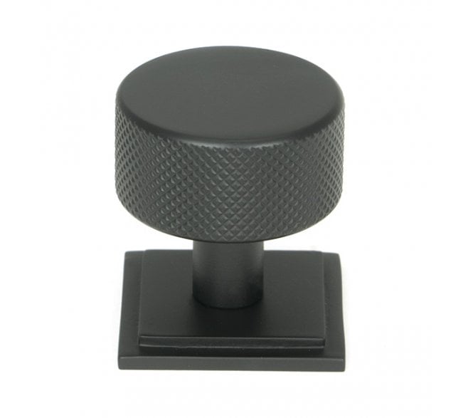 Anvil Brompton Knurled Cabinet Knobs (Square Rose) - Matt Black