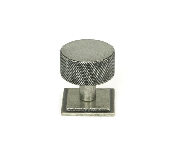Anvil Brompton Knurled Cabinet Knobs (Square Rose) - Pewter