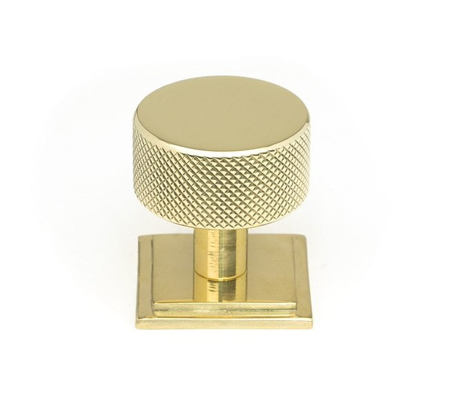 Anvil Brompton Knurled Cabinet Knobs (Square Rose) - Polished Brass