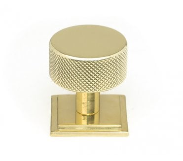 Anvil Brompton Knurled Cabinet Knobs (Square Rose) - Polished Brass