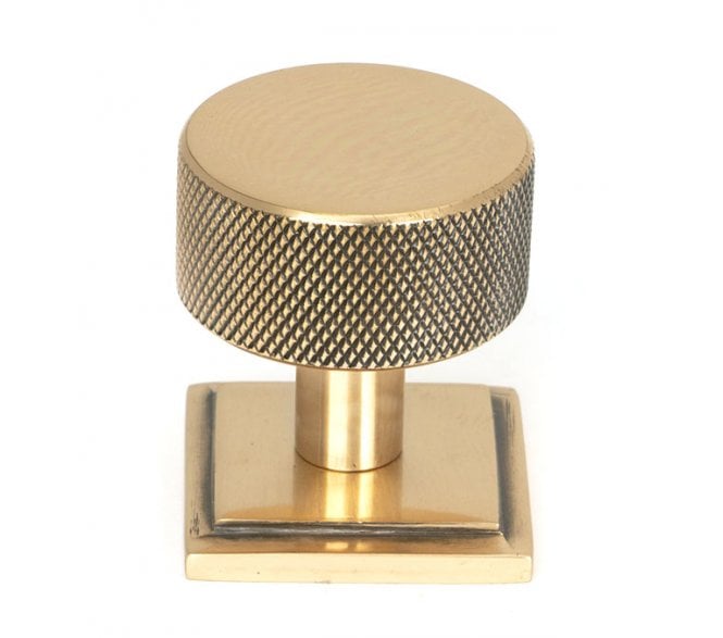 Anvil Brompton Knurled Cabinet Knobs (Square Rose) - Polished Bronze