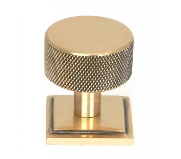 Anvil Brompton Knurled Cabinet Knobs (Square Rose) - Polished Bronze