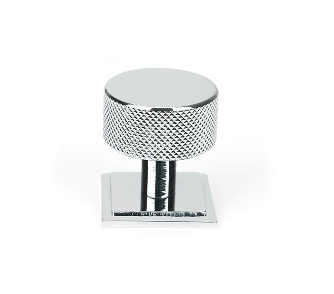 Anvil Brompton Knurled Cabinet Knobs (Square Rose) - Polished Chrome