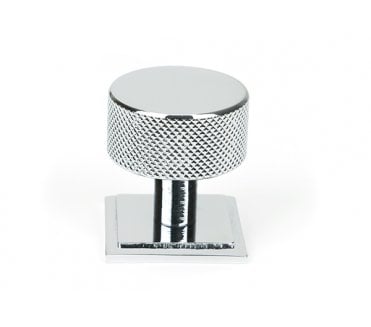 Anvil Brompton Knurled Cabinet Knobs (Square Rose) - Polished Chrome