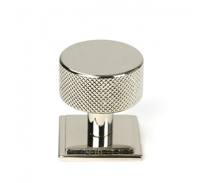 Anvil Brompton Knurled Cabinet Knobs (Square Rose) - Polished Nickel