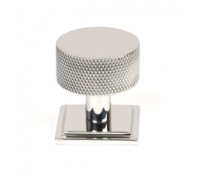 Anvil Brompton Knurled Cabinet Knobs (Square Rose) - Polished Stainless Steel