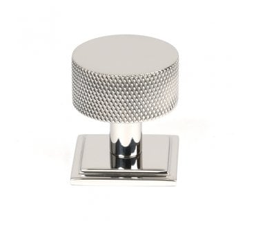 Anvil Brompton Knurled Cabinet Knobs (Square Rose) - Polished Stainless Steel