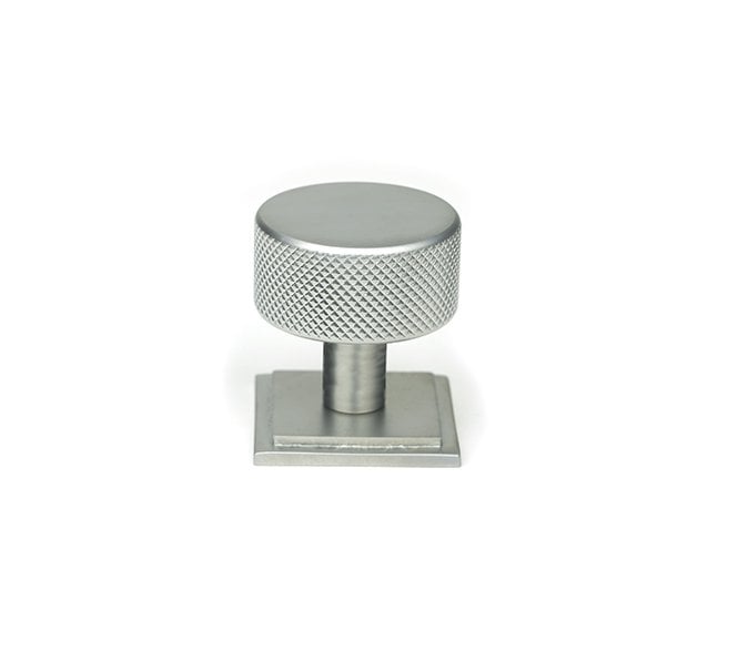 Anvil Brompton Knurled Cabinet Knobs (Square Rose) - Satin Chrome