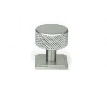 Anvil Brompton Knurled Cabinet Knobs (Square Rose) - Satin Chrome