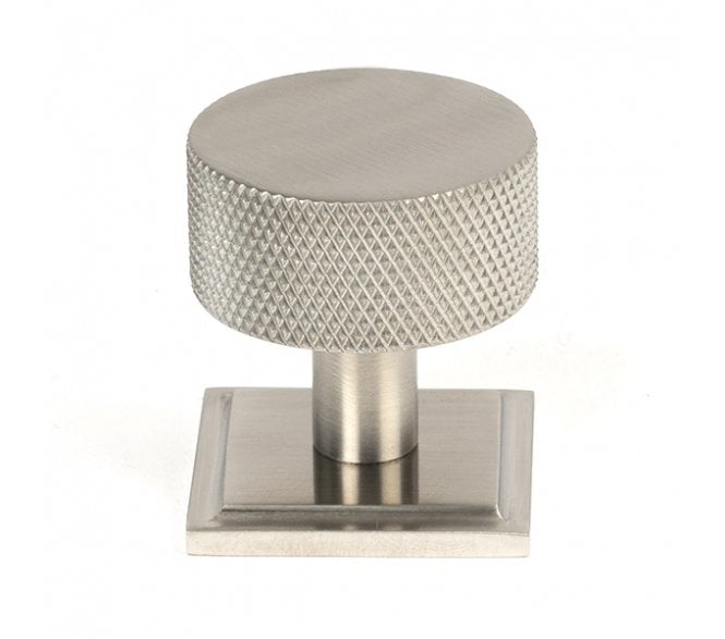 Anvil Brompton Knurled Cabinet Knobs (Square Rose) - Satin Stainless Steel