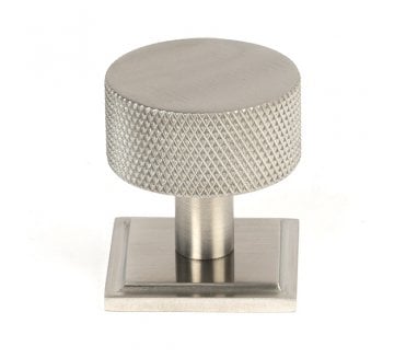 Anvil Brompton Knurled Cabinet Knobs (Square Rose) - Satin Stainless Steel