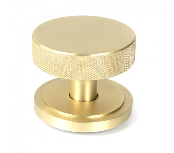 Anvil Brompton Knurled Centre Door Knob (Art Deco Rose) - Satin Brass