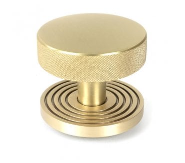 Anvil Brompton Knurled Centre Door Knob (Beehive Rose) - Satin Brass