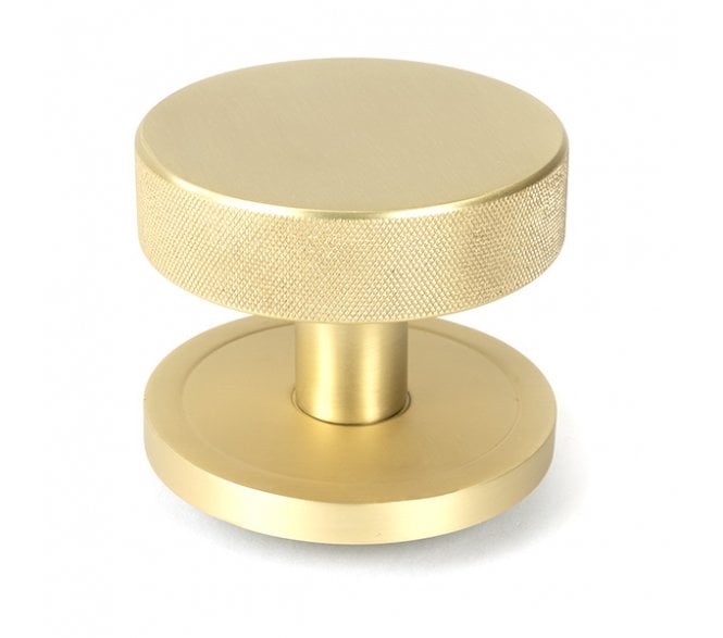 Anvil Brompton Knurled Centre Door Knob (Plain) - Satin Brass