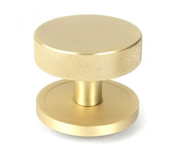 Anvil Brompton Knurled Centre Door Knob (Plain) - Satin Brass