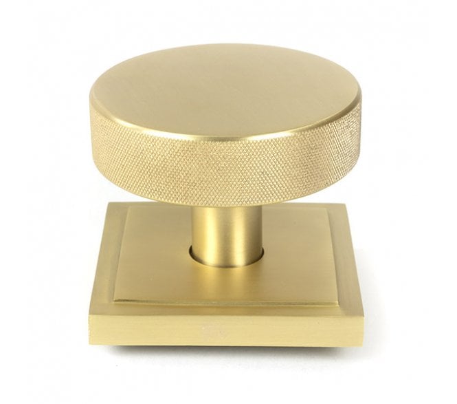 Anvil Brompton Knurled Centre Door Knob (Square Rose) - Satin Brass